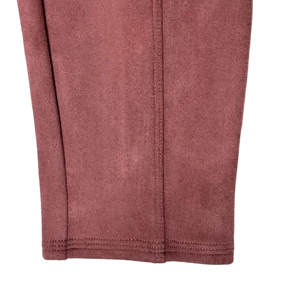 Spanx Women Medium Petite Rich Rose Pink Faux Suede Legging‎